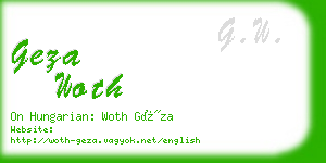 geza woth business card